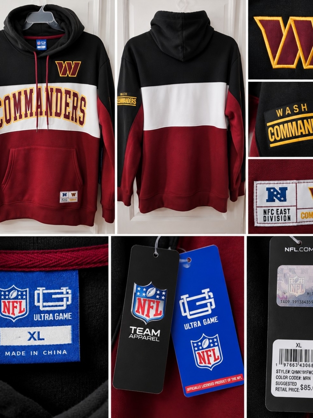 Washington Commanders NFL Ultra Game Hoodie XL NWT Black Burgundy